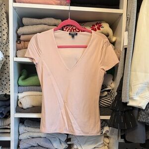 Express Blush V-Neck Short Sleeve Tee